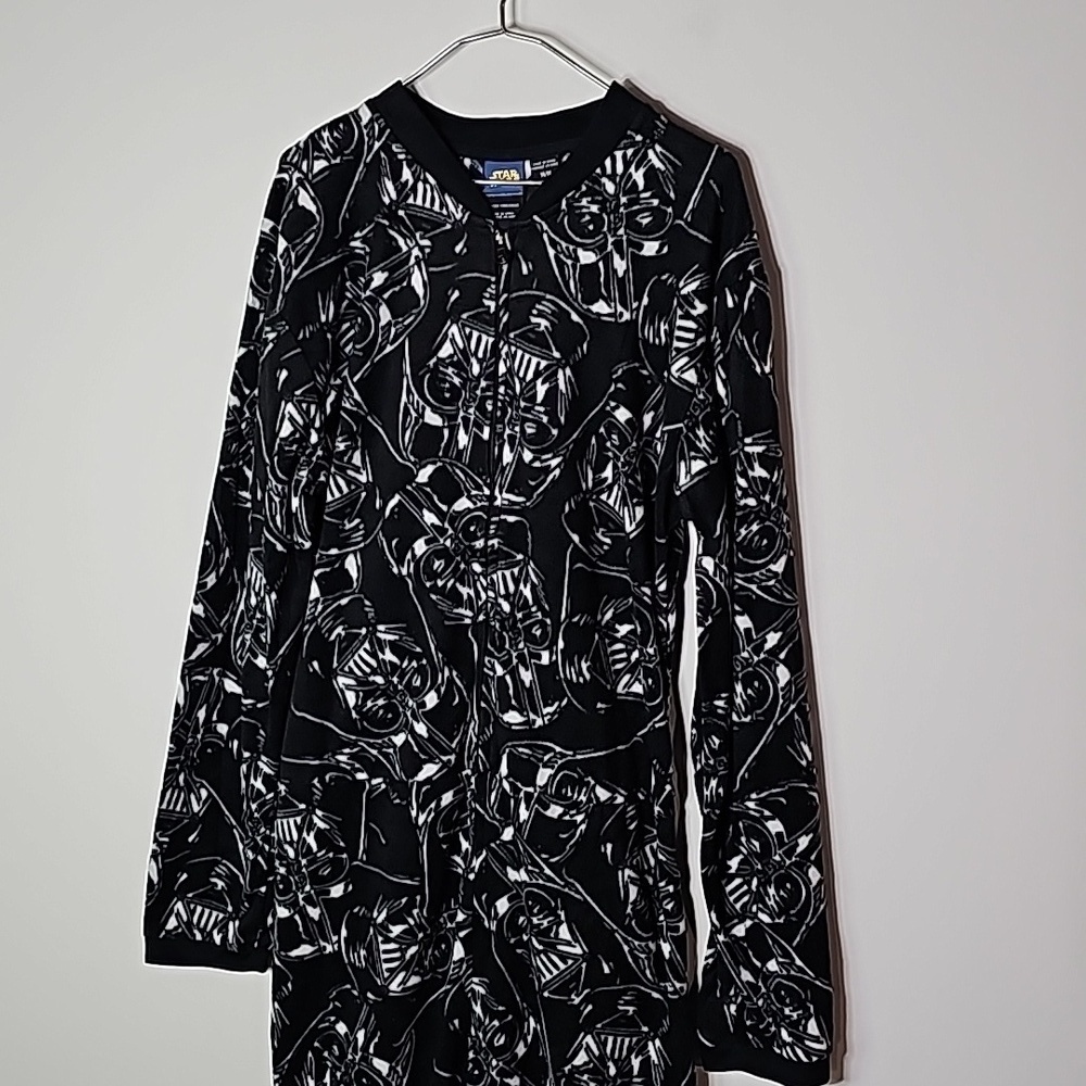 Star wars medium black and white Darth Vader pajama onesie